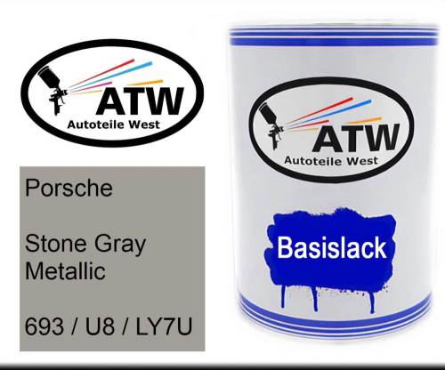 Porsche, Stone Gray Metallic, 693 / U8 / LY7U: 500ml Lackdose, von ATW Autoteile West.